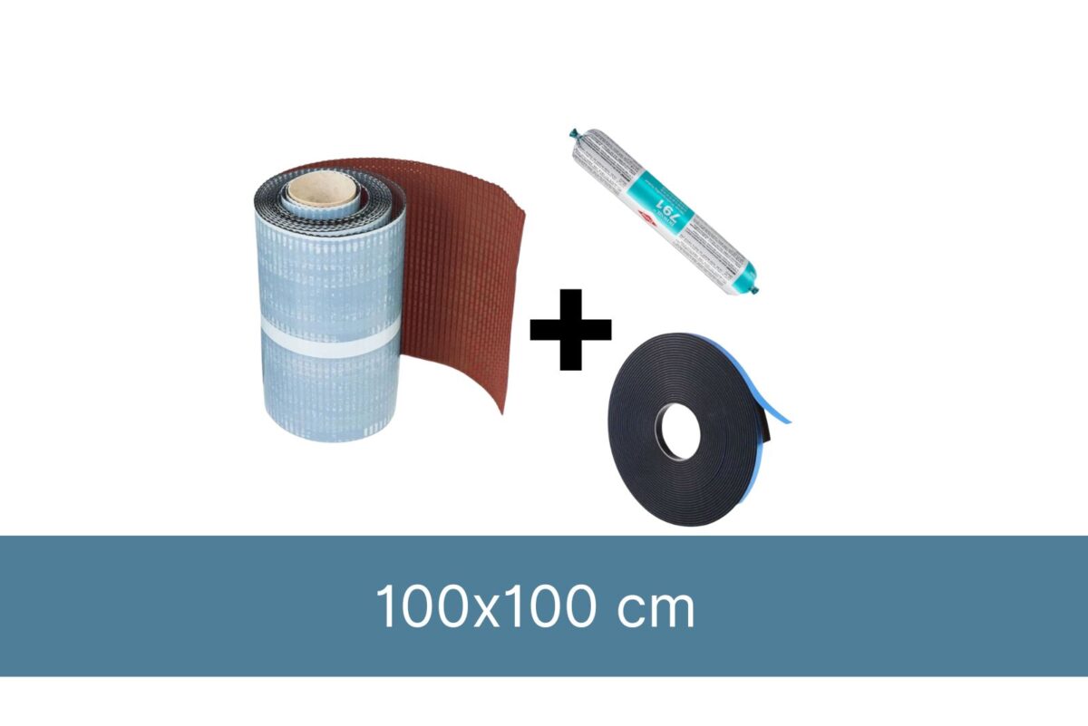 Kit d’installation pour 1 x Fenêtre de toit incliné 100x100cm (plomb adhésif rouge) – Image 1