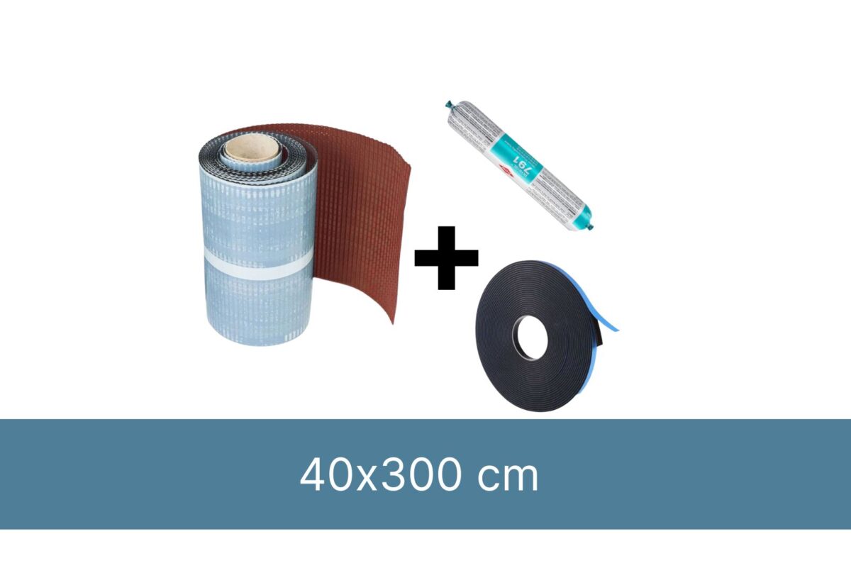 Kit d’installation pour 1 x Fenêtre de toit incliné 40x300cm (plomb adhésif rouge) – Image 1