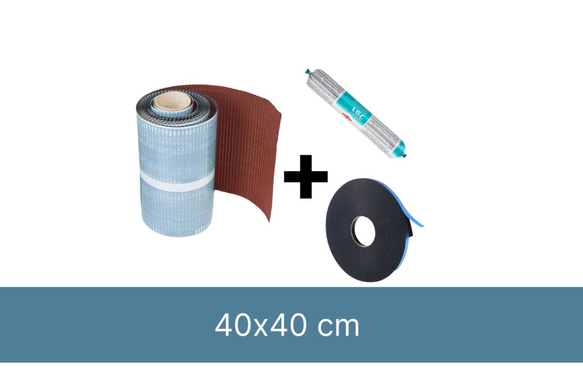 Kit d’installation pour 1 x Fenêtre de toit incliné 40x40cm (plomb adhésif rouge) – Image 1