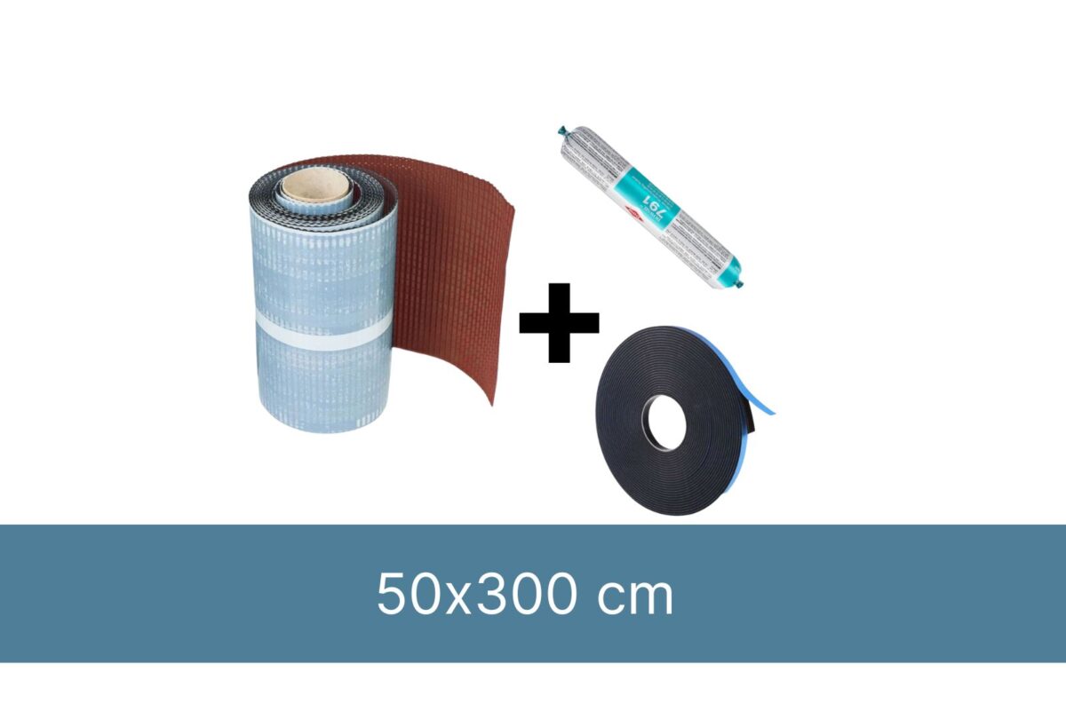 Kit d’installation pour 1 x Fenêtre de toit incliné 50x300cm (plomb adhésif rouge) – Image 1