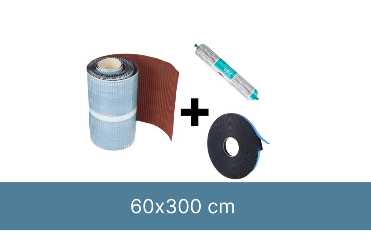 Kit d’installation pour 1 x Fenêtre de toit incliné 60x300cm (plomb adhésif rouge) – Image 1