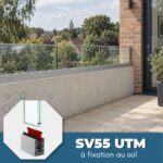 Garde-corps en verre sur mesure à fixation au sol | SV55 UTM main courante fixe | Dimensions sur mesure