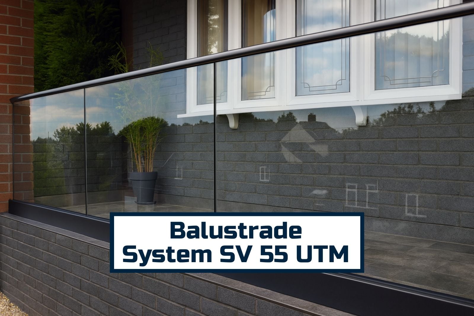 sv55 utm glass balustrade system top mounted heavy duty railing with laminated glass and aluminium profile